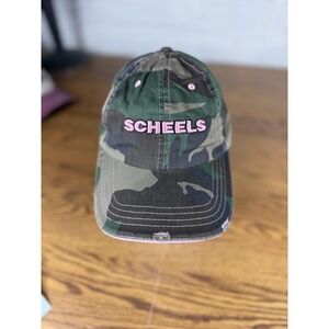 SCHEELS Hat Cap Strap Back‎ Womens One Size Camo Green Pink Embroidered 1902
